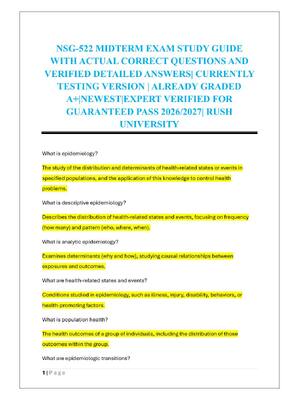 Preview of NSG-522 MIDTERM EXAM STUDY GUIDE  WITH ACTUAL CORRECT QUESTIONS AND  VERIFIED DETAILED ANS