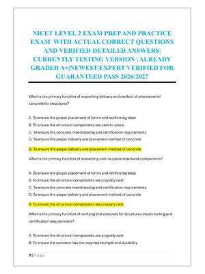 Preview of NICET LEVEL 2 EXAM PREP AND PRACTICE  EXAM