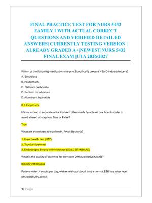 Preview of FINAL PRACTICE TEST FOR NURS 5432  FAMILY I