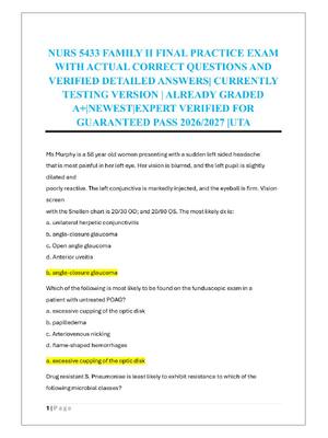 Preview of NURS 5433 FAMILY II FINAL PRACTICE EXAM