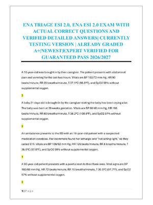 Preview of ENA TRIAGE ESI 2.0, ENA ESI 2.0 EXAM