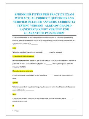 Preview of SPRINKLER FITTER PRO PRACTICE EXAM