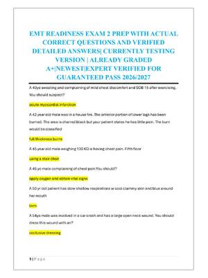 Preview of EMT READINESS EXAM 2 PREP
