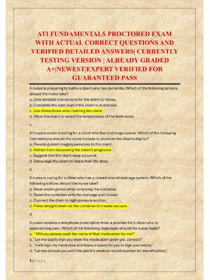 Preview of ATI FUNDAMENTALS PROCTORED EXAM