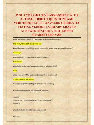 Preview of WGU C777 OBJECTIVE ASSESSMENT