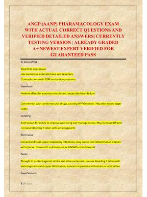 Preview of ANGP (AANP) PHARAMACOLOGY EXAM