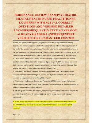 Preview image for PMHNP ANCC REVIEW EXAM|PSYCHIATRIC  MENTAL HEALTH NURSE PRACTITIONER  EXAM