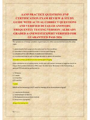 Preview of AANP PRACTICE QUESTIONS |FNP  CERTIFICATION EXAM REVIEW & STUDY  GUIDE