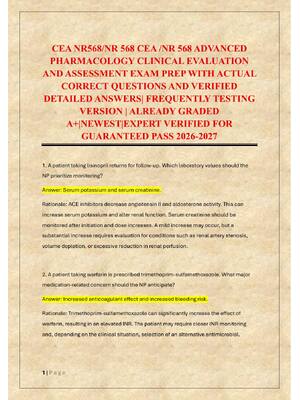Preview of CEA NR568/NR 568 CEA /NR 568 ADVANCED  PHARMACOLOGY CLINICAL EVALUATION  AND ASSESSMENT EX