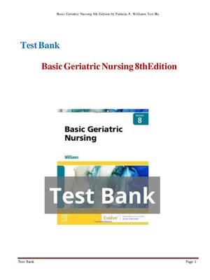 Preview of Test Bank For Basic Geriatric Nursing 8th Edition by Patricia A. Williams
