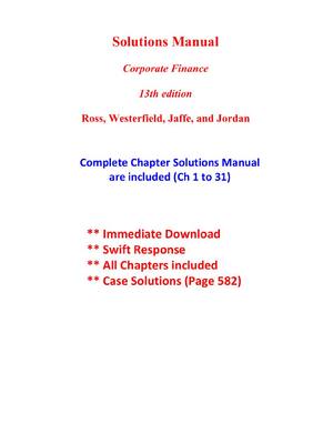 Preview of Solutions Manual Corporate Finance 13th Edition  By Ross, Westerfield, Jaffe, and Jordan A