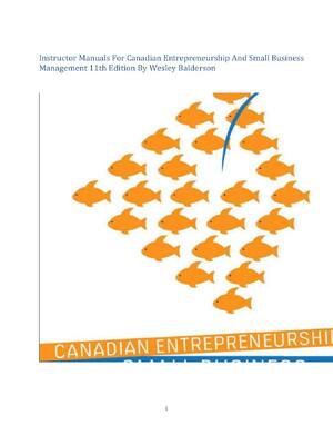 Preview of Instructor Manuals For Canadian Entrepreneurship And Small Business  Management 11th Editi