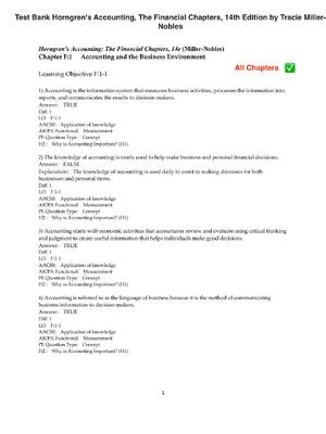 Preview of Test Bank Horngren's Accounting, The Financial Chapters, 14th Edition by Tracie Miller Nob