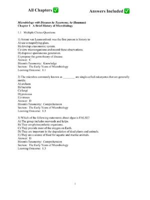 Preview of Test Bank For Microbiology with Diseases by Taxonomy, 6th Edition By Bauman
