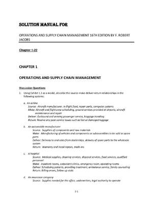 Preview of SOLUTION MANUAL FOR  OPERATIONS AND SUPPLY CHAIN MANAGEMENT 16TH EDITION BY F. ROBERT  JAC