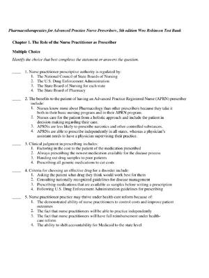 Preview of Pharmacotherapeutics for Advanced Practice Nurse Prescribers, 5th edition By Woo Robinson