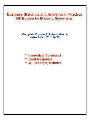 Preview of Solution Manual For Business Statistics and Analytics in Practice  9th Edition by Bruce L.