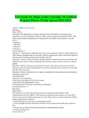 Preview of Test bank for High Acuity Nursing 7th Edition Wagner Pierce Welsh