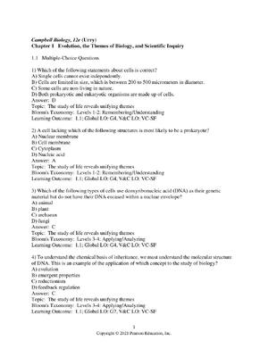 Preview of Test Bank For Campbell Biology, 12th Edition  By Lisa Urry, Michael L. Cain
