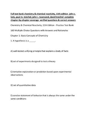 Preview of Full test bank chemistry & chemical reactivity, 11th edition  john c. kotz, paul m. treich