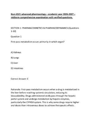 Preview of Nurs 6521 advanced pharmacology – academic year 2026-2027 – midterm comprehensive examinat