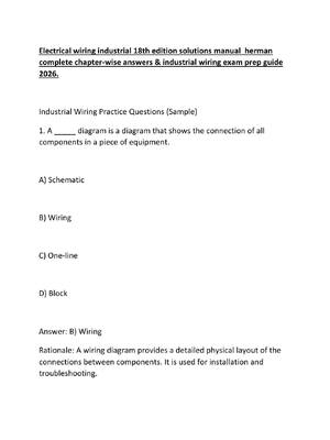 Preview of Electrical wiring industrial 18th edition solutions manual  herman  complete chapter-wise