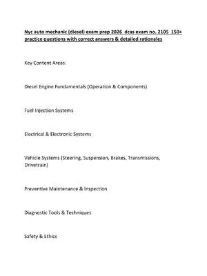 Preview of Nyc auto mechanic (diesel) exam prep 2026  dcas exam no. 2105  150+ practice questions wit