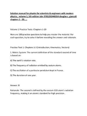 Preview of Solution manual for physics for scientists & engineers with modern physics,  volume 1, 5th