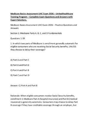 Preview image for Medicare Basics Assessment UHC Exam 2026