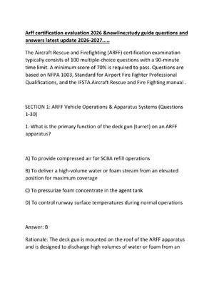 Preview image for Arff certification evaluation 2026 &newline;study guide questions and answers latest update 2026-2027.....