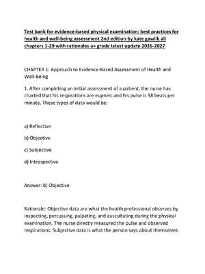 Preview of Test bank for evidence-based physical examination best practices for health and well-being