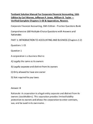 Preview of Testbank Solution Manual For Corporate Financial Accounting