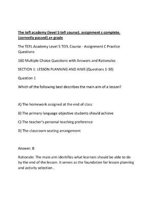 Preview image for The tefl academy (level 5 tefl course). assignment c complete. [correctly passed] a+ grade