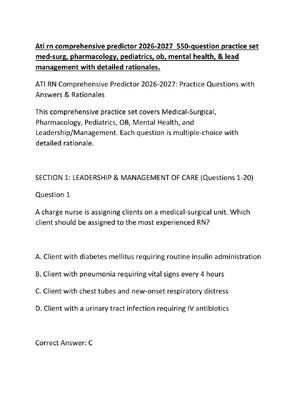 Preview image for Ati rn comprehensive predictor 2026-2027  550-question practice set med-surg, pharmacology, pediatrics, ob, mental health, & lead management with detailed rationales.
