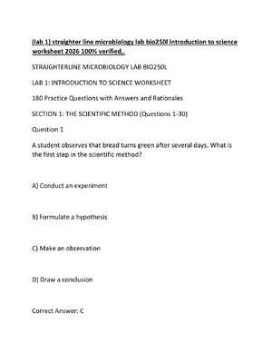 Preview image for (lab 1) straighter line microbiology lab bio250l introduction to science worksheet 2026 100% verified,.