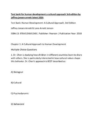 Preview image for Test bank for human development a cultural approach 3rd edition by jeffrey jensen arnett latest 2026