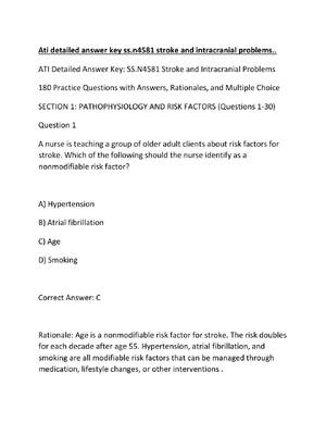 Preview image for Ati detailed answer key ss.n4581 stroke and intracranial problems..