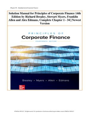 Preview of Solution Manual for Principles of Corporate Finance 14th  Edition by Richard Brealey, Stew
