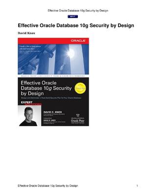 Preview of Effective Oracle Database 10g Security by Design 1st Edition By David Knox