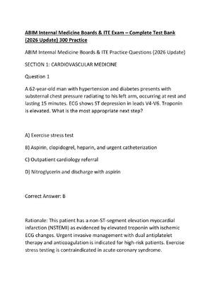 Preview of ABIM Internal Medicine Boards & ITE Exam – Complete Test Bank (2026 Update) 300 Practice