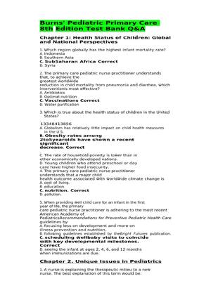 Preview of Test Bank Burns Pediatric Primary Care 8th Edition