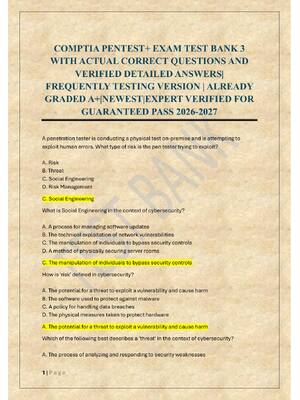 Preview of COMPTIA PENTEST+ EXAM TEST BANK 3