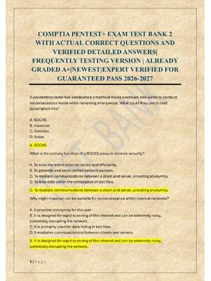Preview of COMPTIA PENTEST+ EXAM TEST BANK 2
