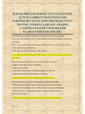 Preview of HAWAII DRIVERS PERMIT TEST EXAM