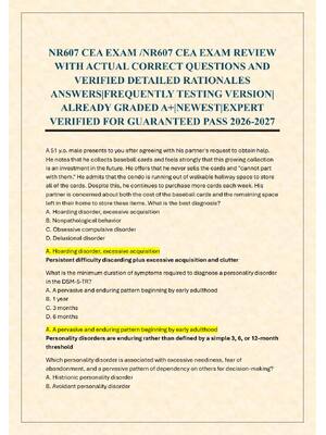 Preview of NR607 CEA EXAM /NR607 CEA EXAM REVIEW