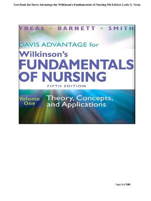 Preview of Test Bank for Davis Advantage for Wilkinson's Fundamentals of Nursing 5th Edition Leslie S