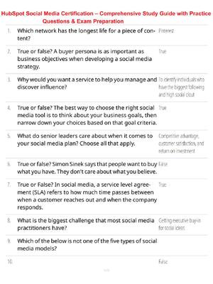 Preview of HubSpot Social Media Certification – Comprehensive Study Guide with Practice Questions & E