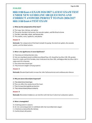 Preview of NSG 3130 Exam 4 EXAM 2026/2027 LATEST EXAM TEST  UNDER NEW GUIDELINE 100 QUESTIONS AND  CO