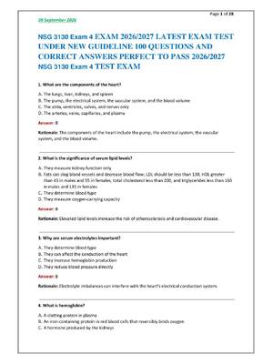 Preview of NSG 3130 Exam 4 EXAM 2026/2027 LATEST EXAM TEST  UNDER NEW GUIDELINE 100 QUESTIONS AND  CO