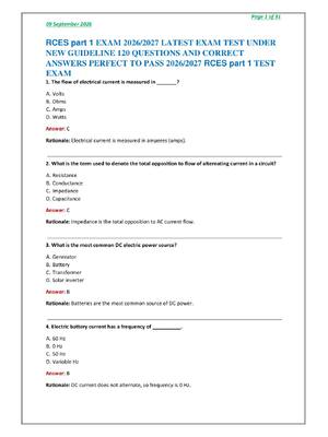 Preview of RCES part 1 EXAM 2026/2027 LATEST EXAM TEST UNDER  NEW GUIDELINE 120 QUESTIONS AND CORRECT